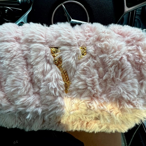 VERSACE MINI VIRTUS FAUX FUR SHOULDER BAG PINK - Picture 4 of 5